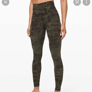 camo green lululemon wunder unders luxtreme 28’